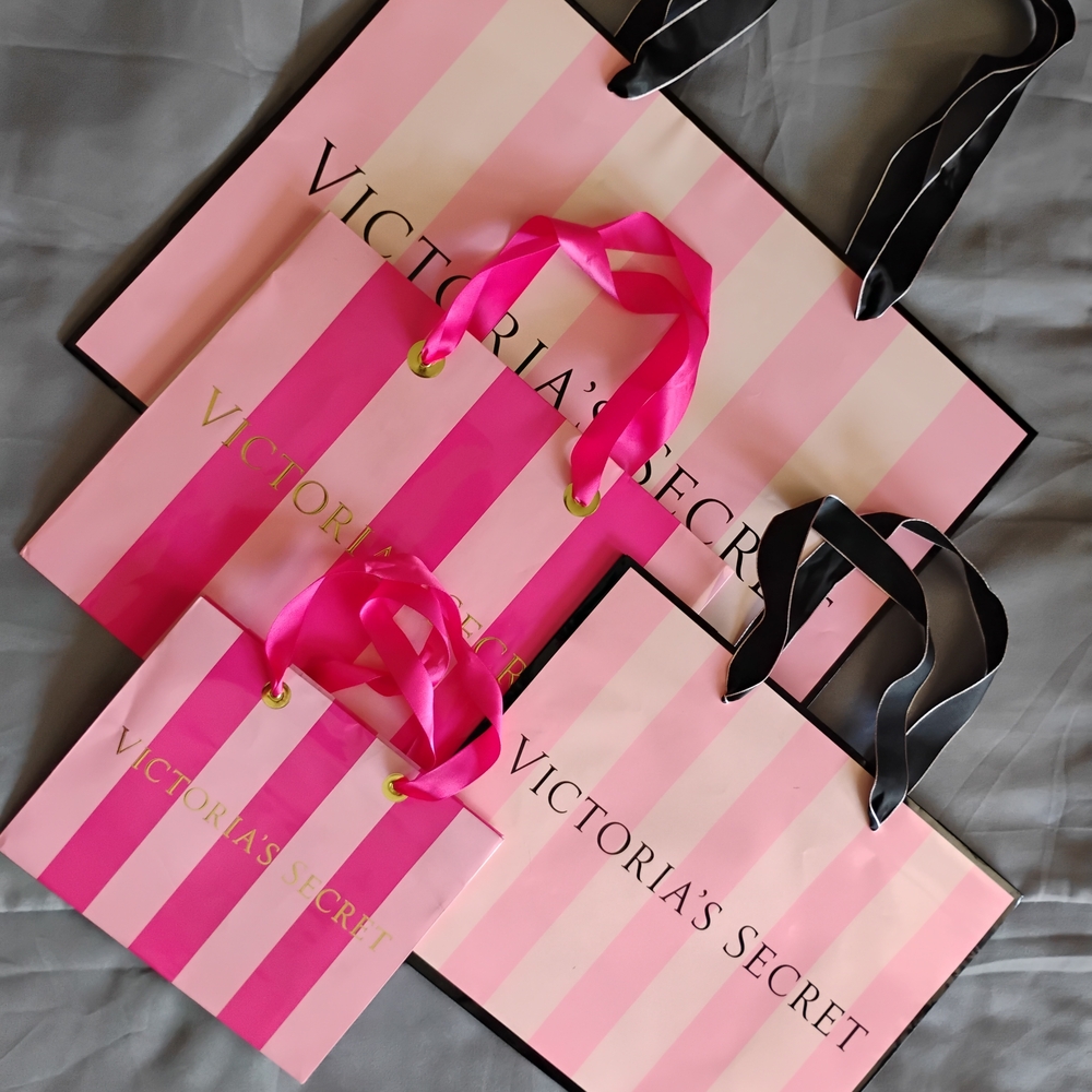 Victoria's Secret Striped Paper Shopping Bags